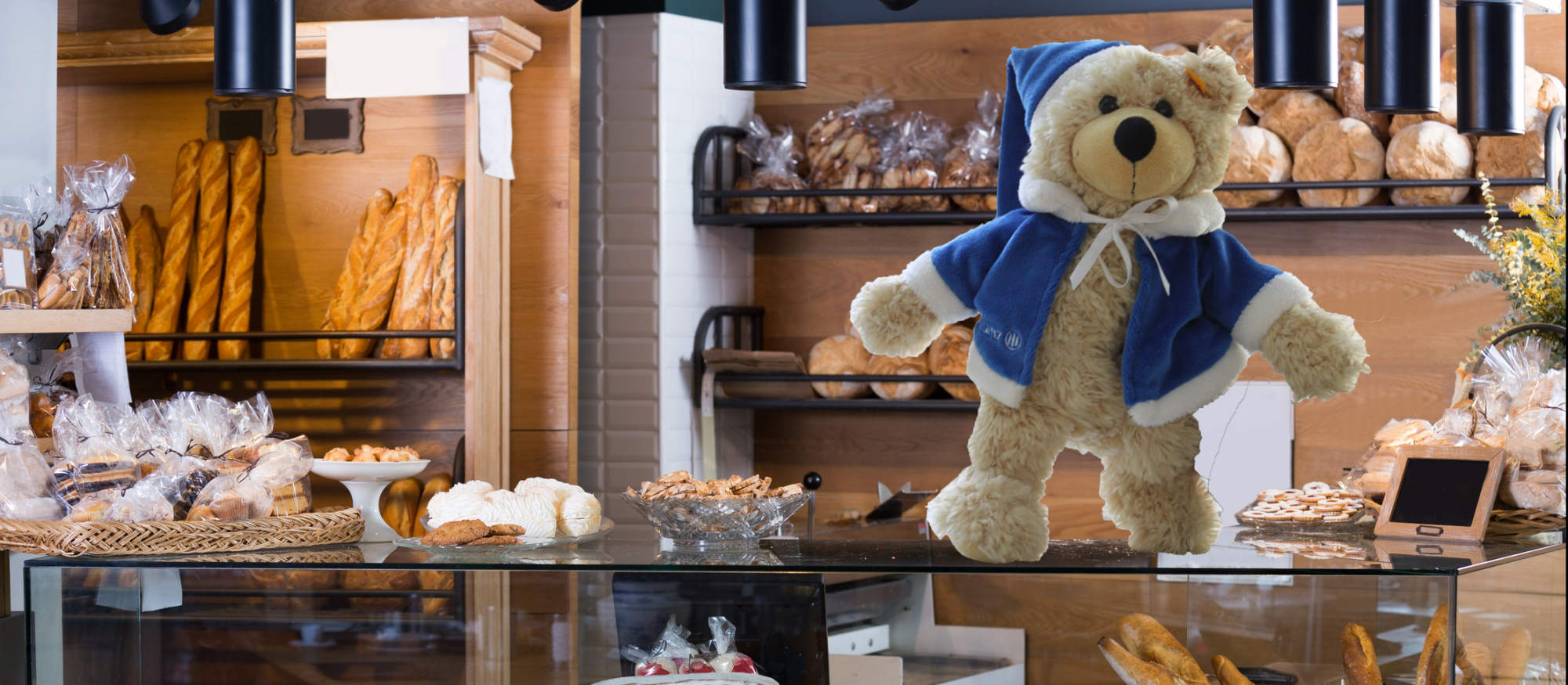 Teddy in der Bäckerei